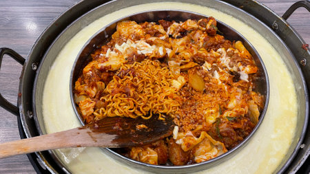 Delicious Korean food with ring cheese