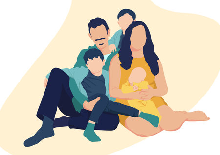 Small Family illustrationのイラスト素材