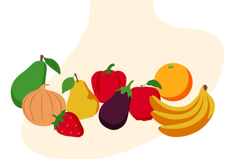 Vector fruits and vegetables illustrationのイラスト素材