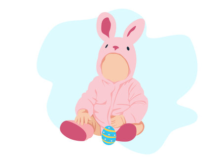 Baby with costume rabbit for Easterのイラスト素材