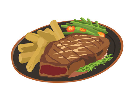 Delicious Wagyu Steak on the plateのイラスト素材