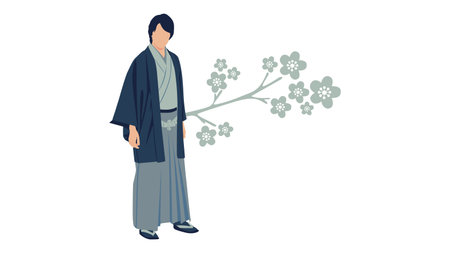 Male with Japan traditional clothesのイラスト素材