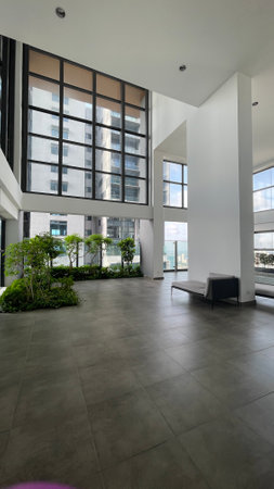 Beautiful interior and view of condominiumの写真素材