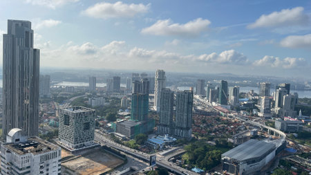Beautiful view of city skyline in Johor Malaysiaの写真素材