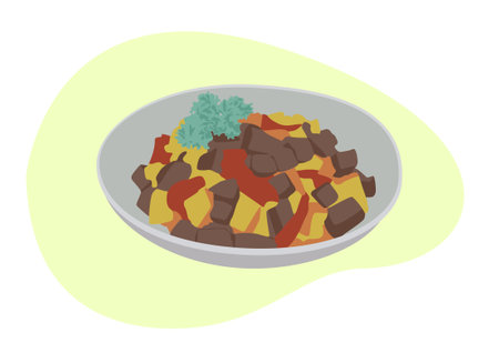 Potato Sambal With Chicken Liver and Gizzardのイラスト素材