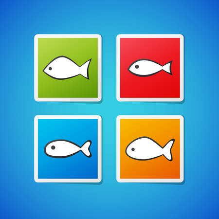 Set of clean color vector fish sticker iconsのイラスト素材