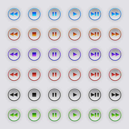 Light clean color vector media navigation buttons and iconsのイラスト素材
