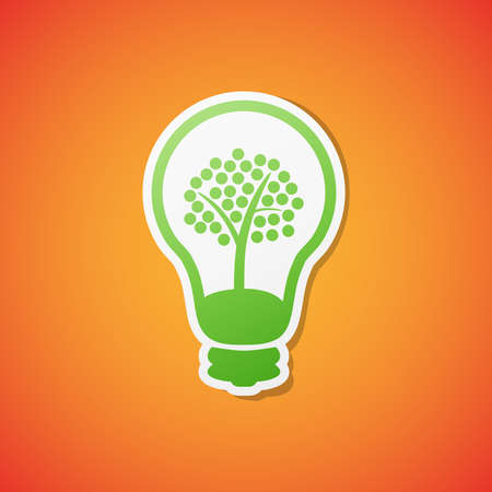 Clean green vector ecology bulb icon stickerのイラスト素材