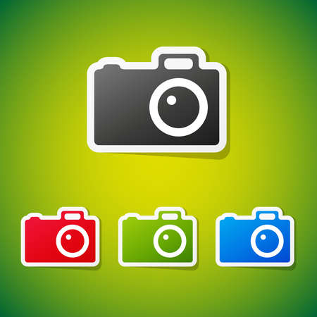 Clean color vector photo camera icon stickers setのイラスト素材