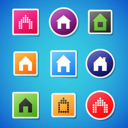 Set of clean color vector home sticker iconsのイラスト素材