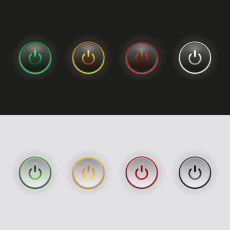 Set of clean vector color power buttons