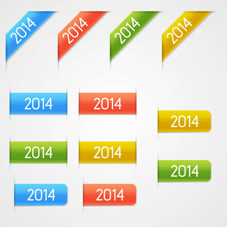 Set of clean vector color year 2014 elementsのイラスト素材