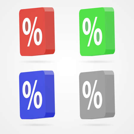 Set of color clean 3D vector percentage iconのイラスト素材