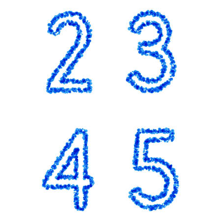 Clean blue vector bubble alphabet, 2, 3, 4, 5