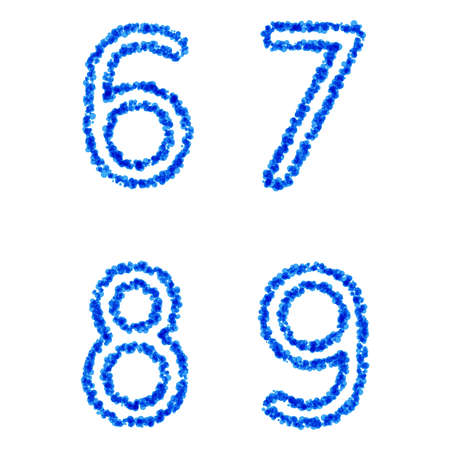 Clean blue vector bubble alphabet, 6, 7, 8, 9のイラスト素材