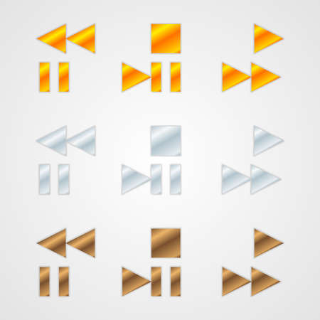 Set of clean metal vector navigation symbols, icons and buttonsのイラスト素材