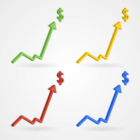 Set of clean color vector 3d profit diagramsのイラスト素材