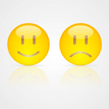 Set of clean vector happy and sad smilesのイラスト素材