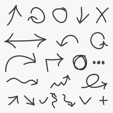 Set of clean vector hand drawn arrows and symbolsのイラスト素材