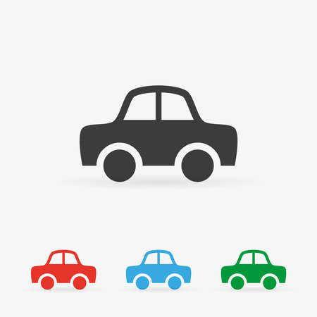Set of clean vector color car symbol iconsのイラスト素材