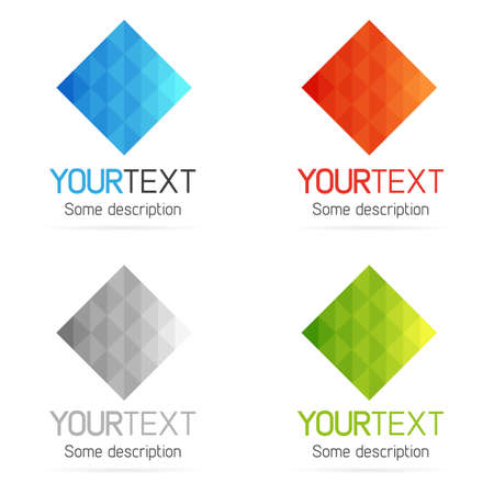 Set of clean color diamond lowpoly shapes with textのイラスト素材