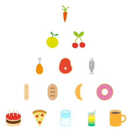 Set of clean flat food and drink iconsのイラスト素材