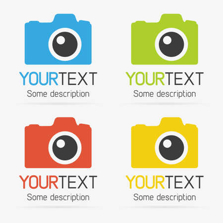 Set of color photo icons with textのイラスト素材