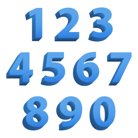 Blue clean modern set of 3d isolated numbersのイラスト素材