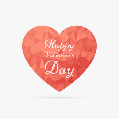 Low poly red heart with Happy Valentine's Day textのイラスト素材