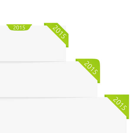 Green corner ribbons set with 2015 yearのイラスト素材