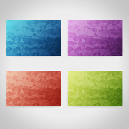 Set of low poly color vector background bussiness card templatesのイラスト素材
