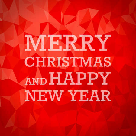 Merry Christmas and Happy New Year on red low poly backgroundのイラスト素材