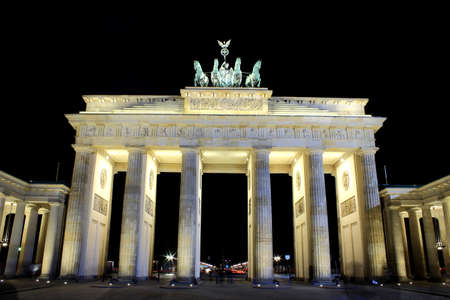 Brandenburg Gate in Berlin by nightの写真素材