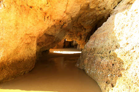 Limestone cliffs near Portimao, Portugalの写真素材