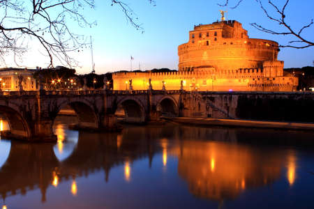 Castel Sant' Angelo in  Rome, Italy - night sceneの写真素材