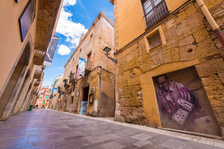 TARRAGONA, SPAIN - MAY 1, 2017: Old City Street. Copy spaceのeditorial素材