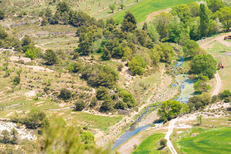 View of the forest and river in the province of Catalunya, Spain. Top viewの写真素材