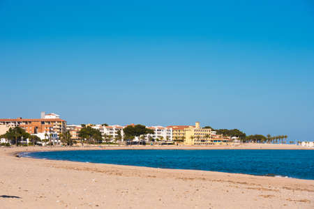 MIAMI PLATJA, SPAIN - APRIL 24, 2017: Sand beach. Space for text. Copy space. Copy spaceのeditorial素材