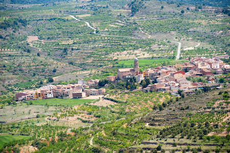 View of the forest and city in the province of Catalonia, Spain. Top viewの写真素材