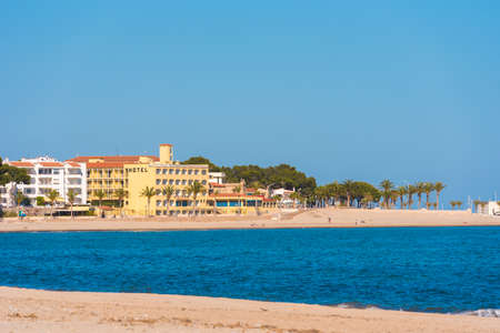 MIAMI PLATJA, SPAIN - APRIL 24, 2017: Sand beach. Space for text. Copy spaceのeditorial素材