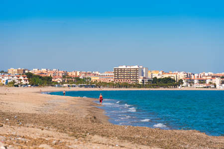 MIAMI PLATJA, SPAIN - APRIL 24, 2017: Sand beach. Space for text. Copy spaceのeditorial素材