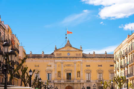 TARRAGONA, SPAIN  MAY 1, 2017: Neoclassical building of the mayoralty  (Palau Municipal). Space for text. Copy spaceのeditorial素材