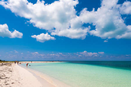 Sandy beach Playa Paradise of the island of Cayo Largo, Cuba. Copy space for textの写真素材