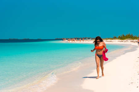 CAYO LARGO, CUBA - MAY 8, 2017: Sandy beach Playa Paradise. Copy space for textのeditorial素材