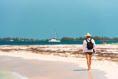 Sandy beach Playa Paradise of the island of Cayo Largo, Cuba. Copy space for textのeditorial素材