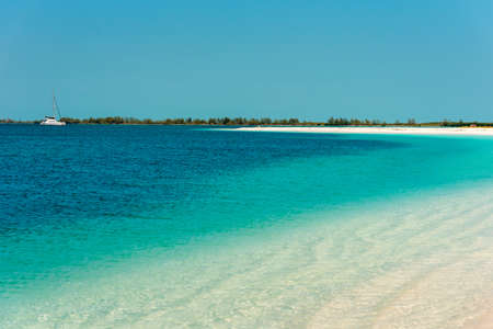Sandy beach Playa Paradise of the island of Cayo Largo, Cuba. Copy space for textのeditorial素材
