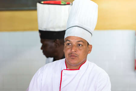 CAYO LARGO, CUBA - MAY 10, 2017: Two Cuban cooks. Copy space for textのeditorial素材