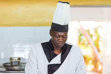 CAYO LARGO, CUBA - MAY 10, 2017: Cuban cook. Copy space for textのeditorial素材