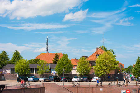 HOOKSIEL, GERMANY - JUNE 11, 2017: View of city buildings. Copy space for text