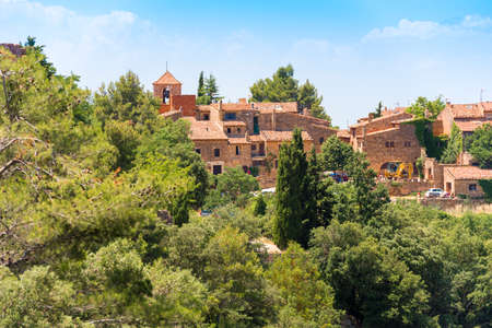 View of the village Siurana de Prades, Tarragona, Catalunya, Spain. Copy space for text
